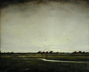 Pejzaż angielski, Romney Marsh (olej na płótnie) autorstwa Christopher Richard Wynne Nevinson