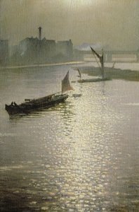 Z mostu Waterloo: słońce przebijające się przez mgłę, ok. 1924 autorstwa Christopher Richard Wynne Nevinson