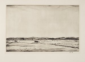 Sussex Downs, wyd. 1926 (akwaforta) autorstwa Christopher Richard Wynne Nevinson