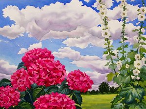 Kwiaty na skraju łąki, 2008 (wc na papierze) autorstwa Christopher Ryland