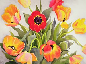 Tulipany pomarańczowe i czerwone (wc) autorstwa Christopher Ryland
