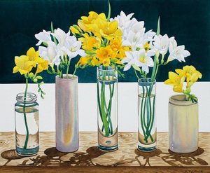 Martwa Natura Frezja (akwarela na papierze) autorstwa Christopher Ryland