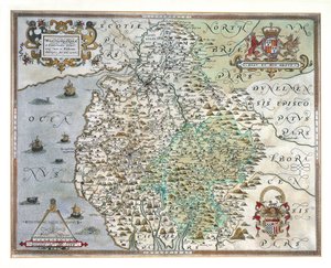 Mapa Westmorland i Cumberland, 1576
