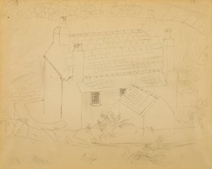 Chata, Kornwalia (ołówek na papierze) autorstwa Christopher Wood