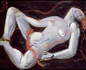 Leżący Nude (olej na panelu)