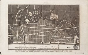 Plan miasta Londyn po wielkim pożarze w 1666 r. (druk)