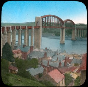 Royal Albert Bridge, Saltash, Kornwalia, koniec XIX lub początek XX wieku