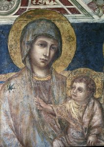 Maesta - detal fresku Dziewica z Dzieciątkiem autorstwa Cimabue (Cenni di Pepo) (ok. 1272-1302) 1278-1280 Dim 320x340 cm Asyż, Bazylika Świętego Franciszka, kościół dolny
