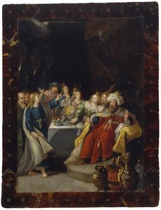 Święto Belszazzara, bez daty (olej na miedzi) autorstwa Circle of Frans Francken the Younger