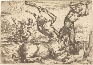 Bitwa między Centaurem a Trytonem autorstwa Circle of Jusepe de Ribera