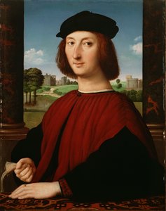 Portret młodego mężczyzny w czerwieni autorstwa Circle of Raphael
