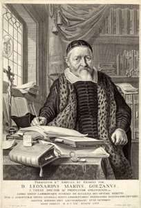 D. Leonardus Marius Goezanus, wyd. 1654 grawerowanie. autorstwa Claes Corneliszoon Moeyaert