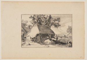 A Barn, from Landscapes (Verscheyden aerdige Lanthuysen...) autorstwa Claes Jansz. Visscher