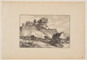 A Farm, Man in the Doorway, from Landscapes (Verscheyden aerdige Lanthuysen...) autorstwa Claes Jansz. Visscher