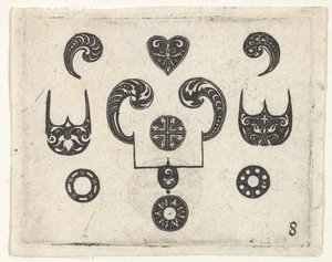 Blackwork Print z różnymi motywami, ca. 1620. autorstwa Claes Jansz Visscher