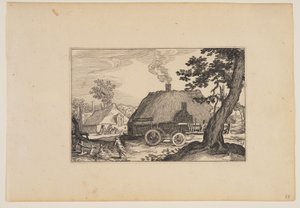 Farms, Chassis of a Cart in Centre, from Landscapes (Verscheyden aerdige Lanthuysen...)