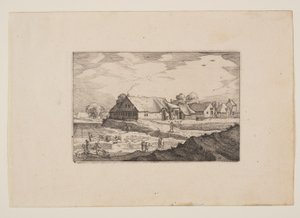 Farmy i pola bielenia z widoków okolic Haarlemu (Plaisante Plaetsen) autorstwa Claes Jansz. Visscher
