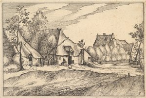 Gospodarstwa we wsi z Regionów i Willi Księstwa Brabancji, ok. godz. 1610 autorstwa Claes Jansz Visscher