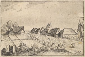 Pola i droga, tablica 8 z Regiunculae et Villae aliquot Ducatus Brabantiae, ca. 1610 autorstwa Claes Jansz Visscher