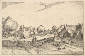 Village Road, tablica 20 z księstwa Brabancji, ca. 1610 autorstwa Claes Jansz Visscher