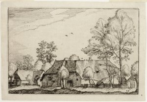 Duża farma, płyta dziesiąta po Obrazach farm, domów wiejskich i rustykalnych wiosek (Praediorum villarum et rusticarum casularum icones) autorstwa Claes Jansz. Visscher II
