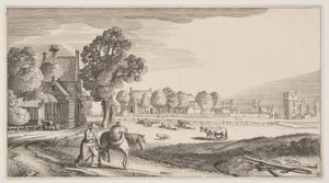 Drogi wzdłuż pastwiska, z Landscapes (Playsante Lantschappen) autorstwa Claes Jansz. Visscher II