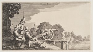 The Three Gunners, z Landscapes (Playsante Lantschappen) autorstwa Claes Jansz. Visscher II