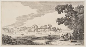 Widok pastwisk, od Landscapes (Playsante Lantschappen) autorstwa Claes Jansz. Visscher II