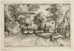 Village Road, płyta czwarta po Pictures of Farms, Country Houses and Rustic Villages (Praediorum villarum et rusticarum casularum icones) autorstwa Claes Jansz. Visscher II