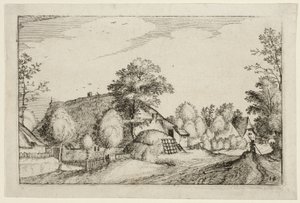 Wiejska droga, płyta dwunasta po Obrazach farm, wiejskich domów i rustykalnych wiosek (Praediorum villarum et rusticarum casularum icones) autorstwa Claes Jansz. Visscher II