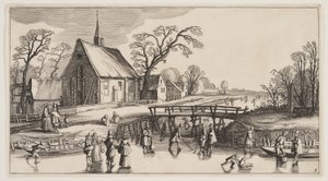 Pejzaż zimowy, od Landscapes (Playsante Lantschappen) autorstwa Claes Jansz. Visscher II