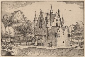 Zamek autorstwa Claes Jansz Visscher after Johannes van Doetechum, the Elder after Lucas