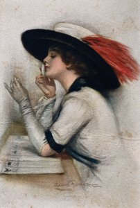 Elegancka młoda kobieta głosująca w wyborach 1920 r. w Stanach Zjednoczonych, XX w. (kolor lito) autorstwa Clarence F. Underwood