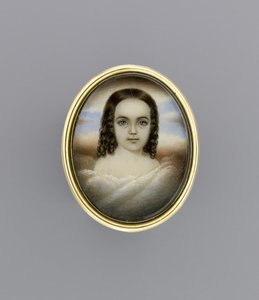 Portret dziewczyny, ok.1852 (akwarela na kości słoniowej) autorstwa Clarissa Peters