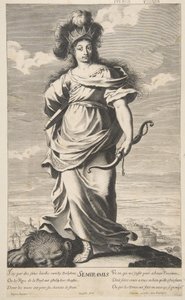 Semiramis z Siedmiu cudów świata, ok. 1639-40 (akwaforta i grawerowanie) autorstwa Claude (after) Vignon