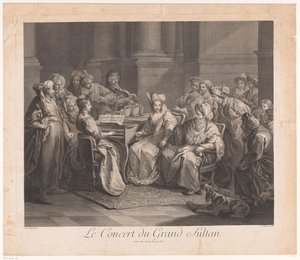 Koncert dla sułtana Le Concert du Grand Sultan (tytuł na obiekcie) autorstwa Claude Antoine Littret de Montigny