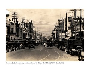 Flagler Street, patrząc na zachód od hotelu Halcyon, 27 marca 1920