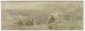 Szkic ratusza w Montreuil-sous-Bois: Pejzaż - Odpoczynek pod drzewami, w 1892 r. (olej na płótnie) autorstwa Claude Charles Bourgonnier