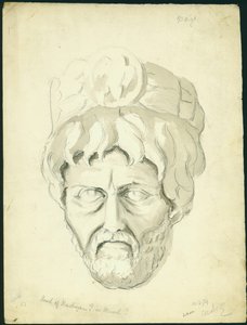 Głowa mężczyzny, 1874 (wc i ołówek na papierze) autorstwa Claude Conder