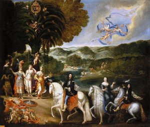 Alegoria traktatu pirenejskiego Alegoria małżeństwa Ludwika XIV autorstwa Claude Deruet