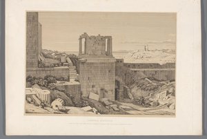 Gezicht op de Akropolis van Athene Akropol w Atenach (tytuł na obiekcie) Widoki najsłynniejszych miejsc starożytnej Grecji (...) (tytuł serii) autorstwa Claude Félix Théodore Caruelle d