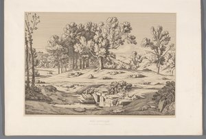 Landschap met gezicht op de berg Pentelikon Góra Pentelic (tytuł na obiekcie) Widoki najsłynniejszych miejsc starożytnej Grecji (...) (tytuł serii) autorstwa Claude Félix Théodore Caruelle d