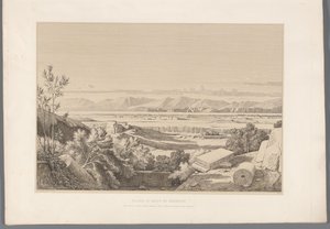 Landschap met zicht op ruins van Korinth Równina i Zatoka Koryncka (tytuł na obiekcie) Widoki najsłynniejszych miejsc starożytnej Grecji (...) (tytuł serii) autorstwa Claude Félix Théodore Caruelle d