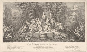 Święto Diany, przerwane przez satyrów Feste de Diana, perturbée par des Satyres..., ca. 1786. autorstwa Claude Gillot