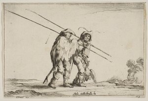 Obrazek 13: Dwóch pikinierów idących w prawo, każdy z pikami w prawej ręce..., 1642. autorstwa Claude Goyrand