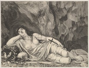 Św. Maria Magdalena leżąca w grocie. autorstwa Claude Goyrand