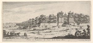 Widok na bramę rezydencji Królowej Matki, z cyklu Widoki i nowe..., ca. 1644. autorstwa Claude Goyrand
