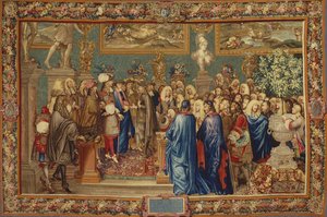 Audiencja udzielona przez Ludwika XIV hrabiemu Fuentes… w Luwrze, 24 marca 1662, ok. 1730. autorstwa Claude I, Ballin