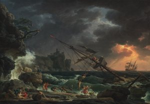Rozbitek na wzburzonym morzu (Tempete) autorstwa Claude Joseph Vernet