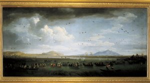 Charles de Bourbon polujący na kaczki nad jeziorem Patria, obraz Josepha Vernet autorstwa Claude Joseph Vernet